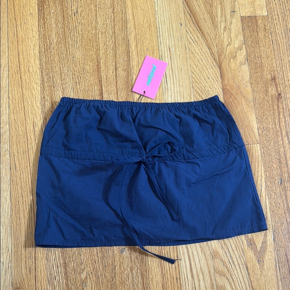 NWT Edikted Dark Blue Strapless Crop Top Size XS